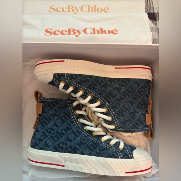 BNWT SEE BY CHLOÉ NAVY ARYANA SNEAKERS - Picture 2 of 2
